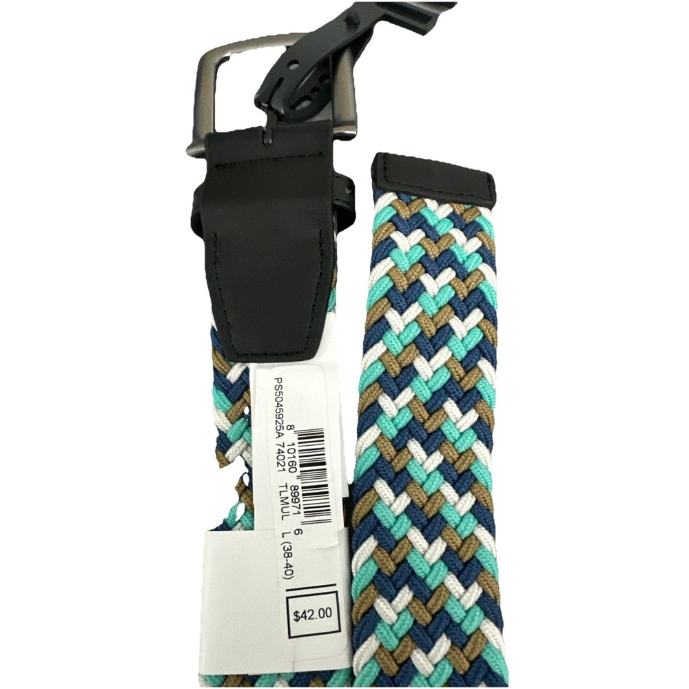 Nike Men's G-Flex Stretch Woven Golf Belt Blue White Brown Teal Size L 38-40 New - Picture 3 of 10